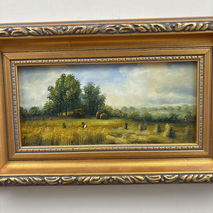 Traditional Landscape Oil Painting "Golden Frame" Original Small Artwork Holland Art Shop