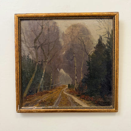 Elegant Landscape Oil Painting "Forest Road" Detailed Small Art Holland Art Shop