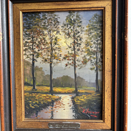 Traditional Landscape Oil Painting "Tall Trees" Handcrafted Small Artwork Holland Art Shop