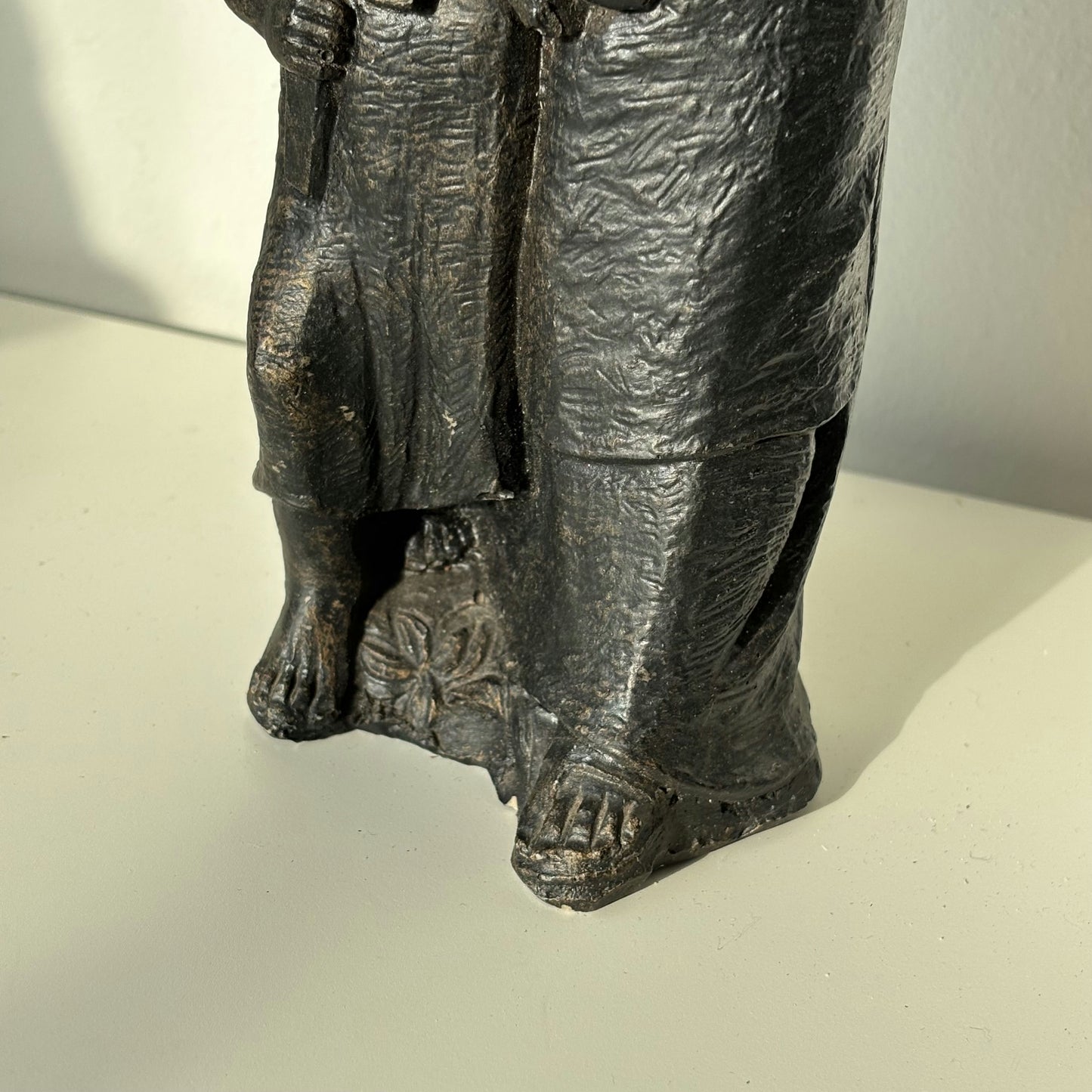 Striking Portrait Sculpture "Father And Child" Handcrafted Small Art