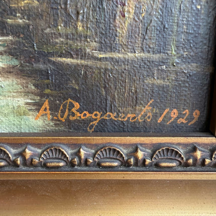 1929 Landscape Oil Painting "River Path" Belgian Artwork Holland Art Shop