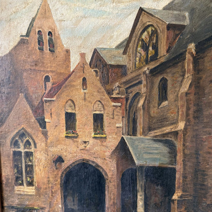 Refined Church Interior Oil Painting "Stone Courtyard" Handcrafted Artwork Holland Art Shop