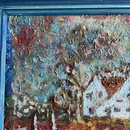 Detailed Landscape Oil Painting "Blue Frame" Timeless Small Artwork Holland Art Shop