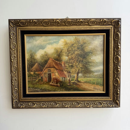 Detailed Farm Oil Painting "Thatched Cottage" Rustic Dutch Art Holland Art Shop