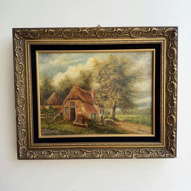 Detailed Farm Oil Painting "Thatched Cottage" Rustic Dutch Art Holland Art Shop