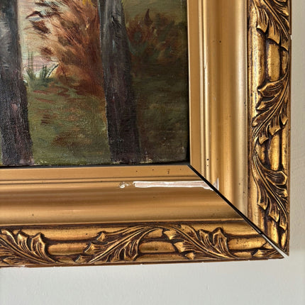Classic Oil Painting Landscape "Riverbank Trees" Antique Large Art Holland Art Shop