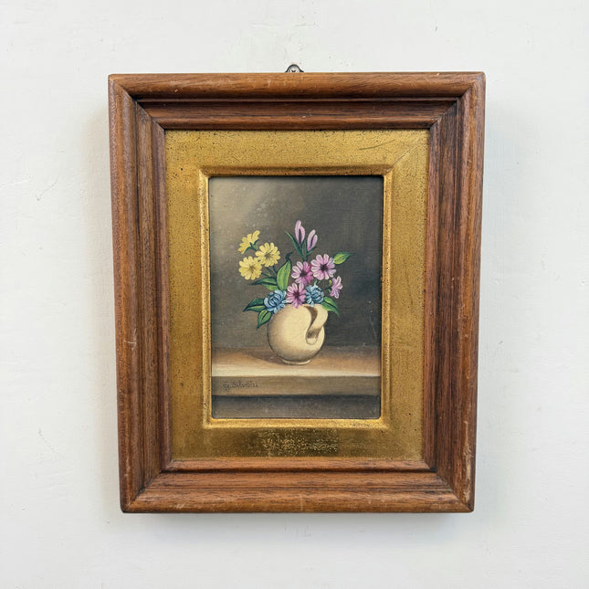 Handcrafted Floral Still Life Oil Painting "Floral Vase" Vintage Small Artwork Holland Art Shop