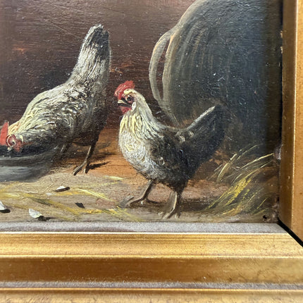 19th Century Antique Animals Oil Painting "Golden Frame" Small Art Holland Art Shop