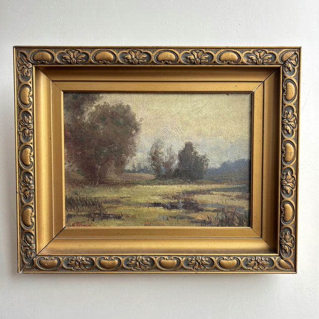 Authentic Landscape Oil Painting "Gilded Frame" Vintage Art Holland Art Shop