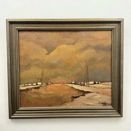 Traditional Winter Landscape Oil Painting "Snowy Houses" Large Artwork Holland Art Shop