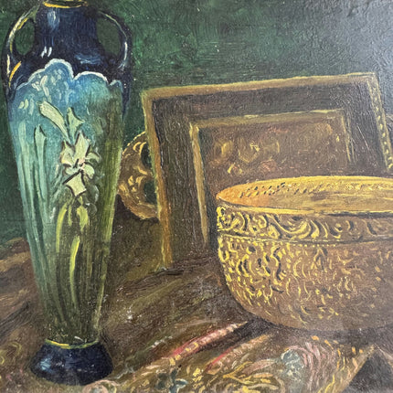 Original Still Life Oil Painting "Decorative Vase" Refined Small Art Holland Art Shop
