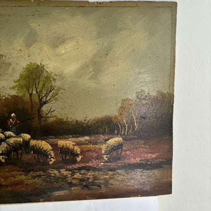 Elegant Animals Oil Painting "Sheep Herd" Expressive Small Art Holland Art Shop