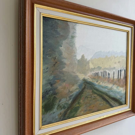 Handcrafted Landscape Oil Painting "Wooden Fence" Authentic Artwork Holland Art Shop