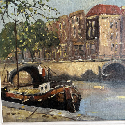 Authentic Cityscape Oil Painting "Rowing Boat" Expressive Art Holland Art Shop