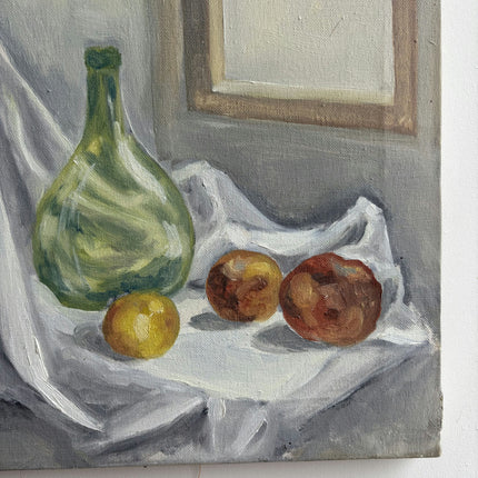 Handcrafted Still Life Oil Painting "Green Bottle" Expressive Small Art Holland Art Shop