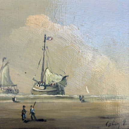 Elegant Seascape Oil Painting "Gilded Frame" Vintage Small Art Holland Art Shop