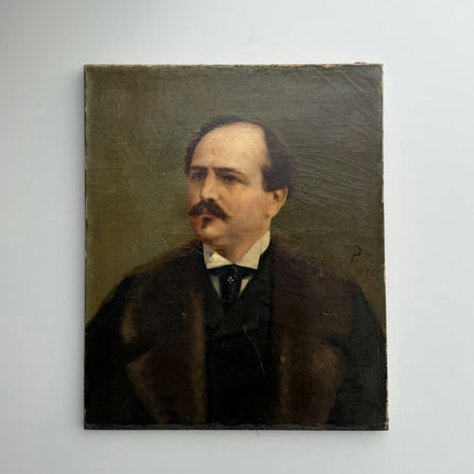 1886 Antique Portrait Oil Painting "Mustached Man" Art Holland Art Shop