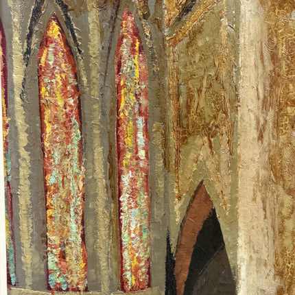 Expressive Church Interior Oil Painting "Stone Columns" Timeless Large Artwork Holland Art Shop
