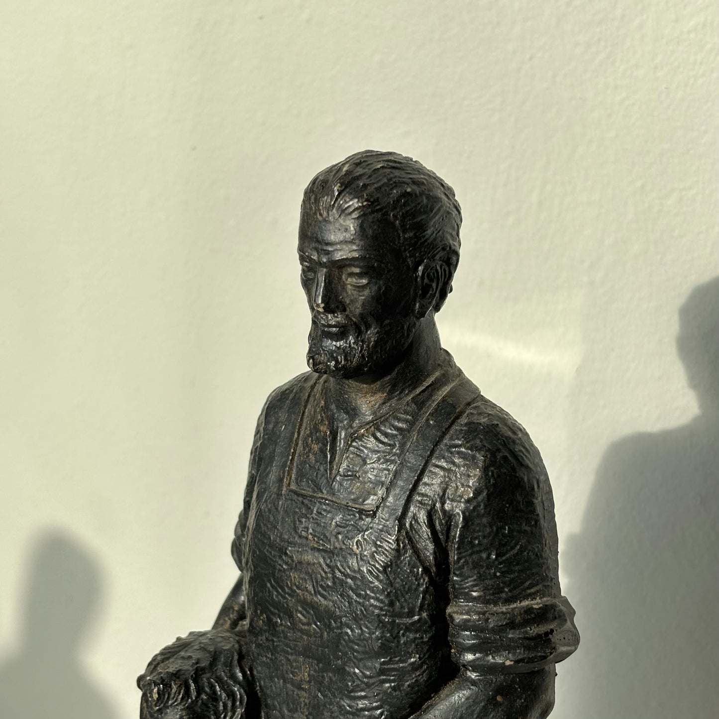 Striking Portrait Sculpture "Father And Child" Handcrafted Small Art