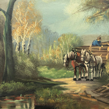Authentic Landscape Oil Painting "Draft Horses" Timeless Large Art Holland Art Shop