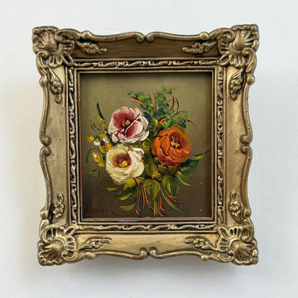 Rustic Floral Still Life Oil Painting "Flower Bouquet" Elegant Small Art Holland Art Shop