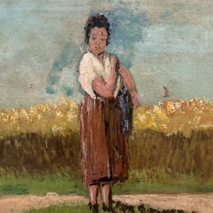 Authentic Portrait Oil Painting "Woman Gardener" Original Small Art Holland Art Shop