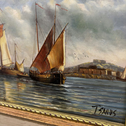 Authentic Seascape Oil Painting "Sailing Boats" Original Small Art Holland Art Shop