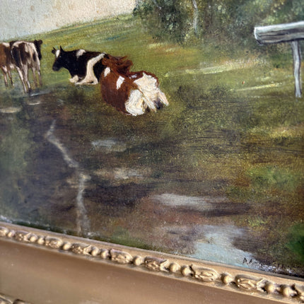 Authentic Animals Oil Painting "Gilded Frame" Vintage Artwork Holland Art Shop