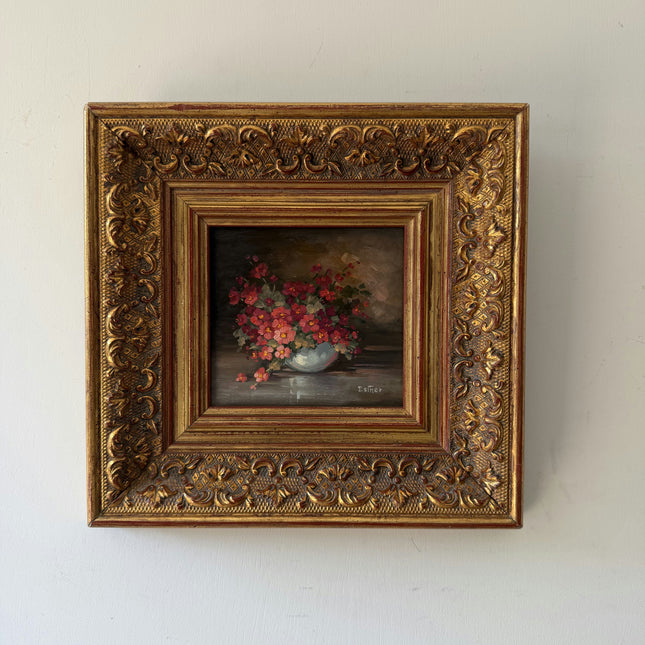 Detailed Floral Still Life Oil Painting "Flower Bowl" Handcrafted Small Art Holland Art Shop