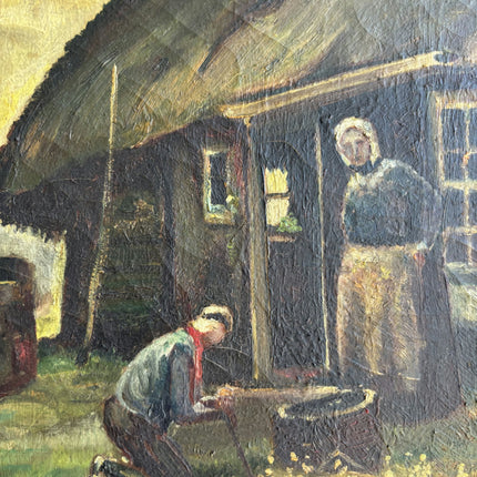 Expressive Farm Oil Painting "Thatched Cottage" Traditional Artwork Holland Art Shop