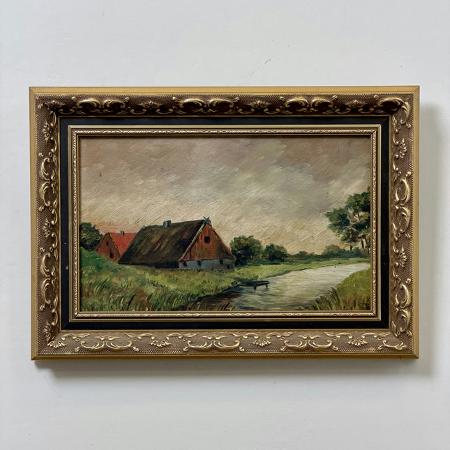 Original Landscape Oil Painting "River Bank" Expressive Small Artwork Holland Art Shop