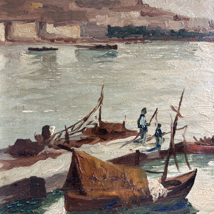 Refined Seascape Oil Painting "Fishing Boats" Classic Small Artwork Holland Art Shop