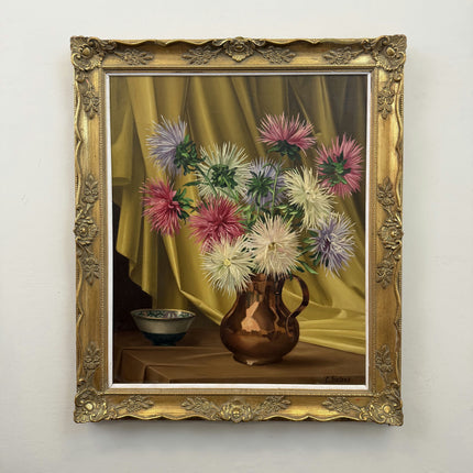 Detailed Floral Still Life Oil Painting "Chrysanthemum Bouquet" Refined Artwork Holland Art Shop