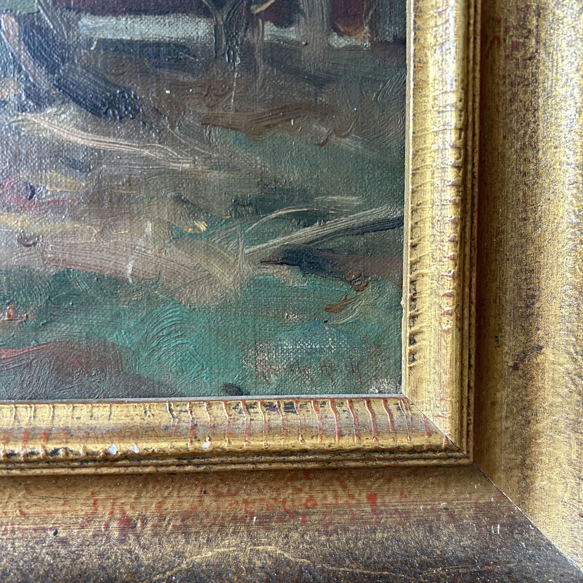 1907 Antique Landscape Oil Painting 