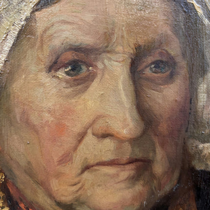 1918 Antique Portrait Oil Painting "Elderly Woman" Art Holland Art Shop