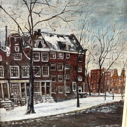 Elegant Cityscape Oil Painting "Snowy Houses" Authentic Art Holland Art Shop