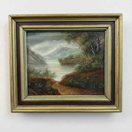 Vintage Landscape Oil Painting "Mountain Lake" Traditional Small Art Holland Art Shop