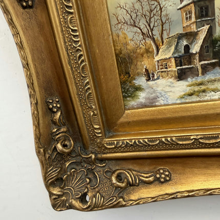 Handcrafted Winter Landscape Oil Painting "Gilded Frame" Timeless Small Art Holland Art Shop