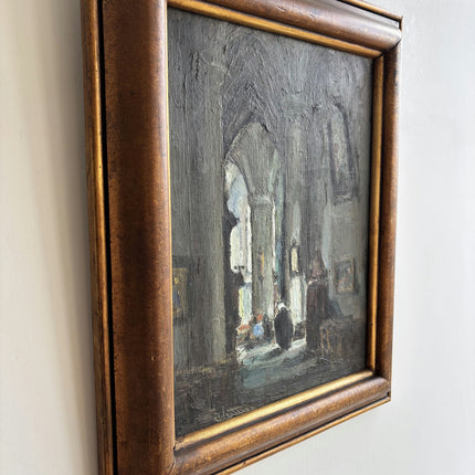 Classic Church Interior Oil Painting "Gilded Frame" Rustic Belgique Art Holland Art Shop