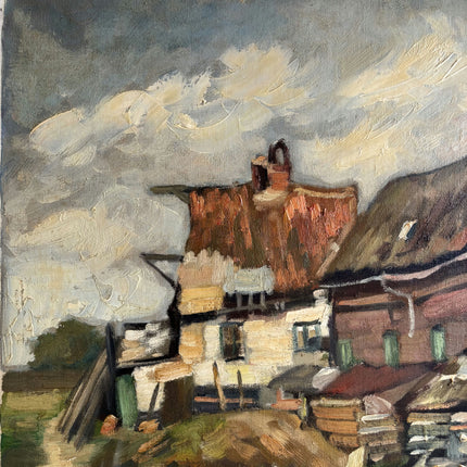 Traditional Farm Oil Painting "Thatched House" Refined Art Holland Art Shop