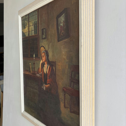 Vintage Portrait Oil Painting "Seated Woman" Refined Dutch Artwork Holland Art Shop