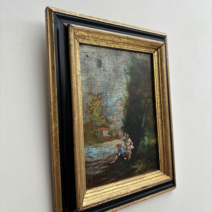 Detailed Landscape Oil Painting "Gilded Frame" Handcrafted Small Artwork Holland Art Shop
