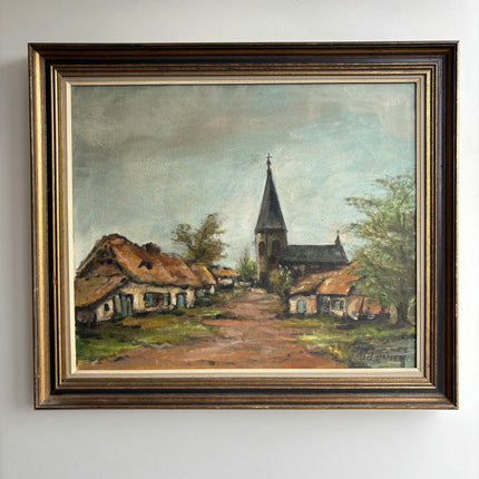 Rustic Cityscape Oil Painting "Village Church" Refined Dutch Art Holland Art Shop