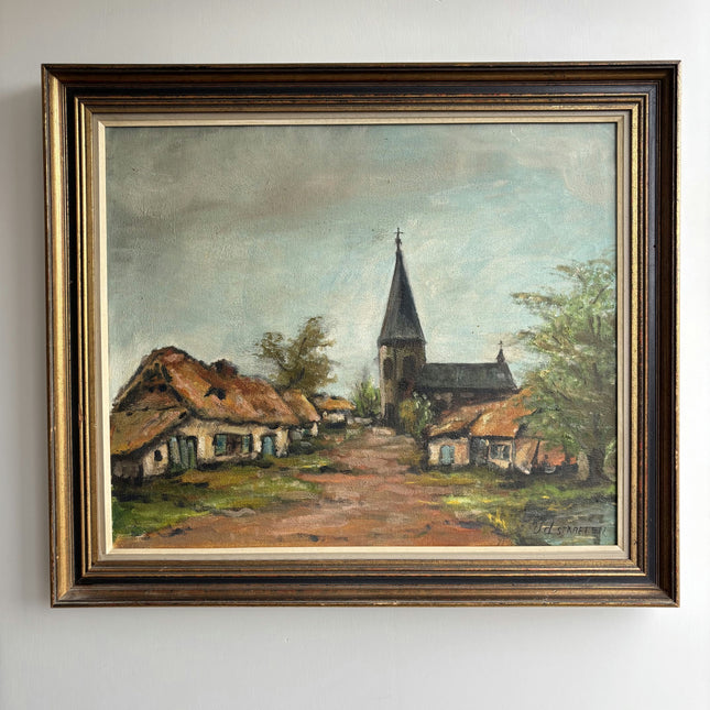 Rustic Cityscape Oil Painting "Village Church" Refined Dutch Art Holland Art Shop
