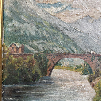 1881 Antique Landscape Oil Painting "Gilded Frame" Small Artwork Holland Art Shop