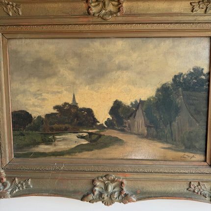Expressive Landscape Oil Painting "Ornate Frame" Authentic Large Art Holland Art Shop