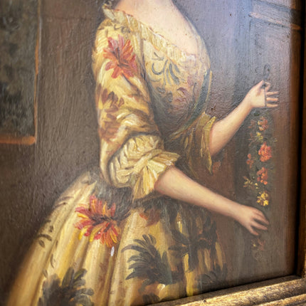 19th Century Antique Portrait Oil Painting "Young Woman" Small Art Holland Art Shop