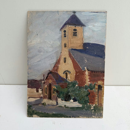Elegant Cityscape Oil Painting "Bell Tower" Authentic Small Art Holland Art Shop