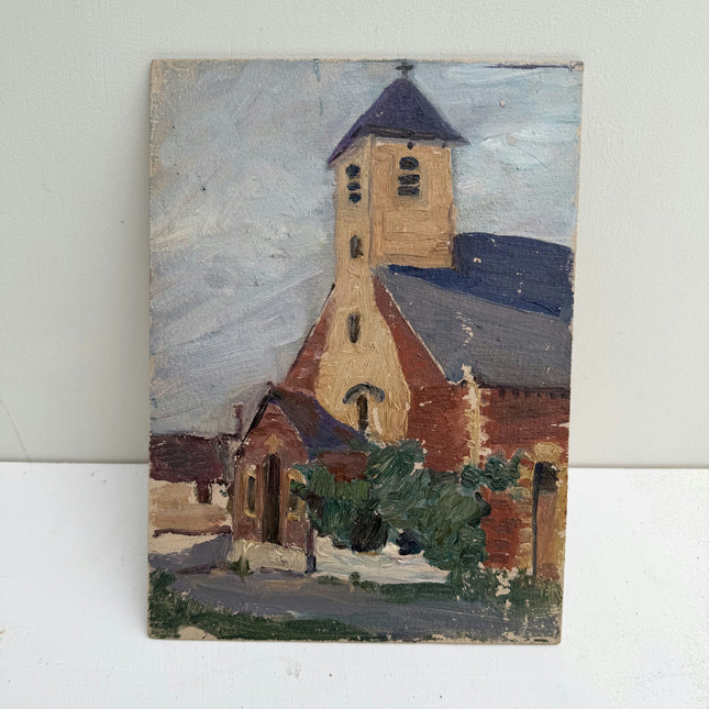 Elegant Cityscape Oil Painting "Bell Tower" Authentic Small Art Holland Art Shop
