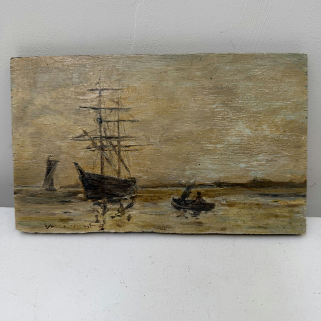 Traditional Seascape Oil Painting "Sailing Ship" Refined Small Art Holland Art Shop
